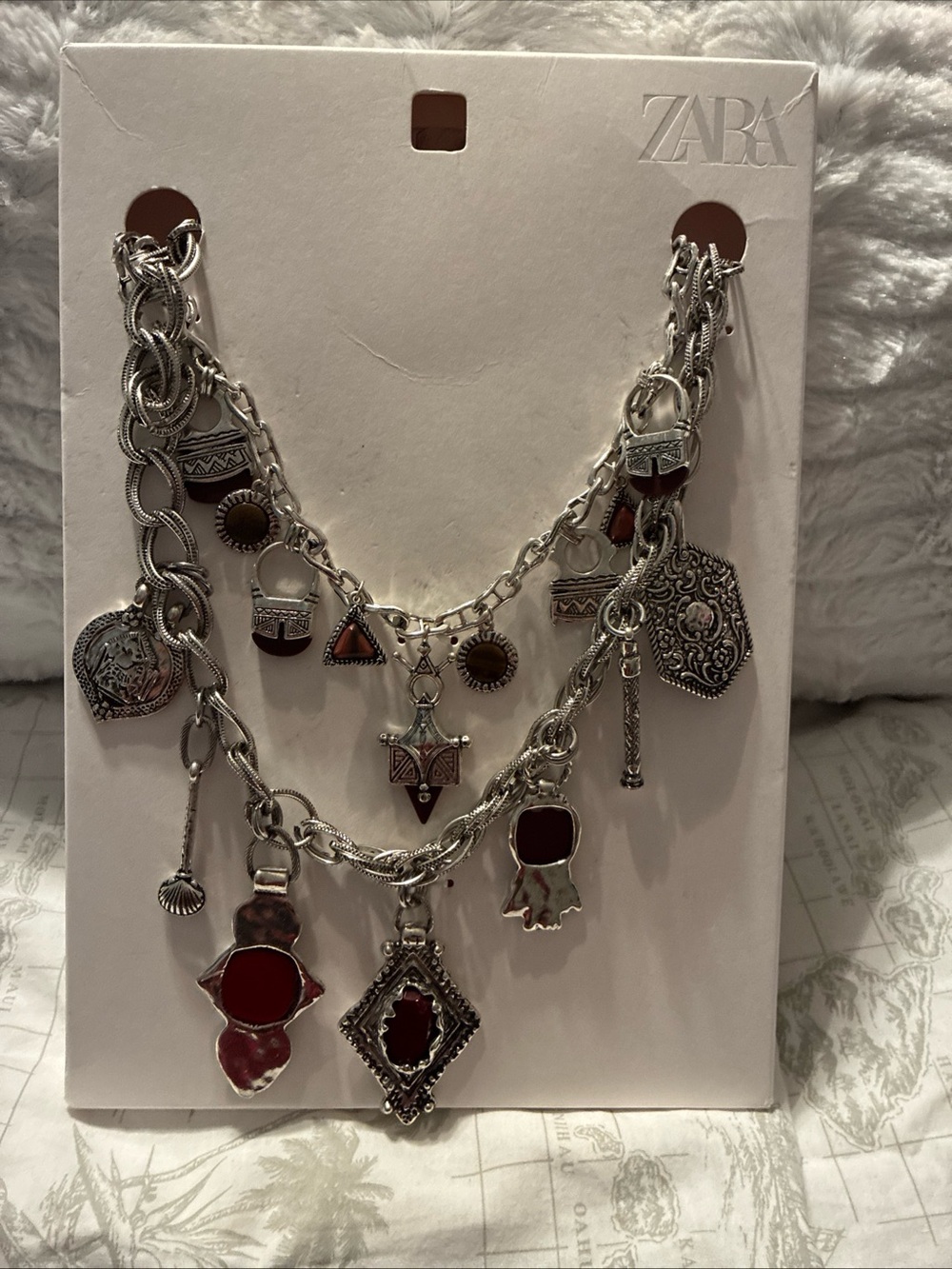 Zara ladies double charm necklace